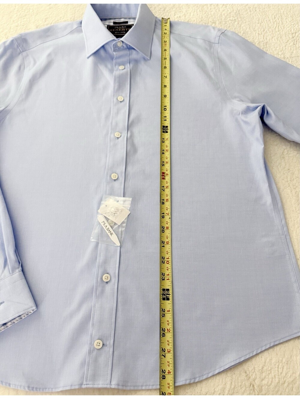 Jos A Bank Reserve Slim Fit Dress Shirt Men’s Large Blue Egyptian Cotton NWOT - Picture 4 of 9